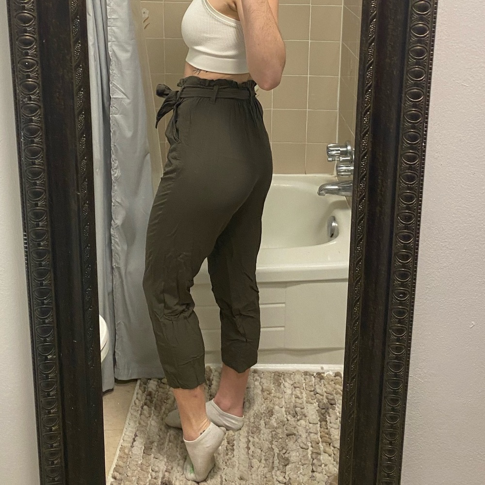 H&M Olive Green Paperbag Pants